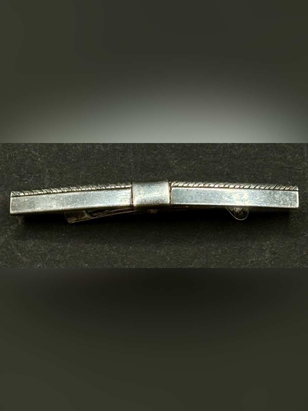 Vintage Hickok Sterling Silver Tie Clip Bar Mid Century Modern Retro 2in